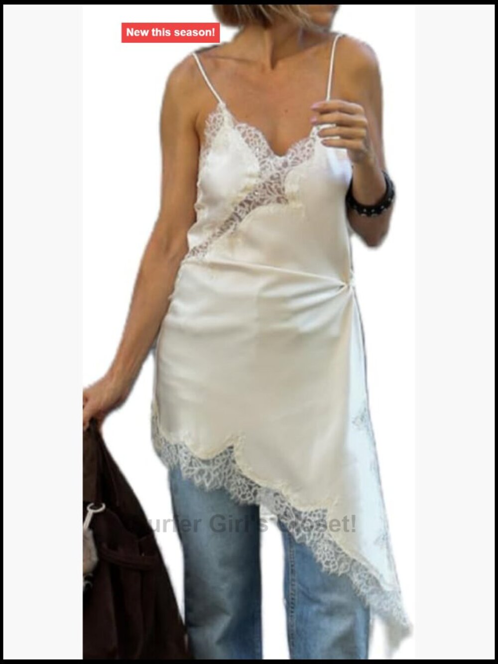 Women's Satin Lace Trim Camisole Top - Sheer V-Neck Cami with Adjustable